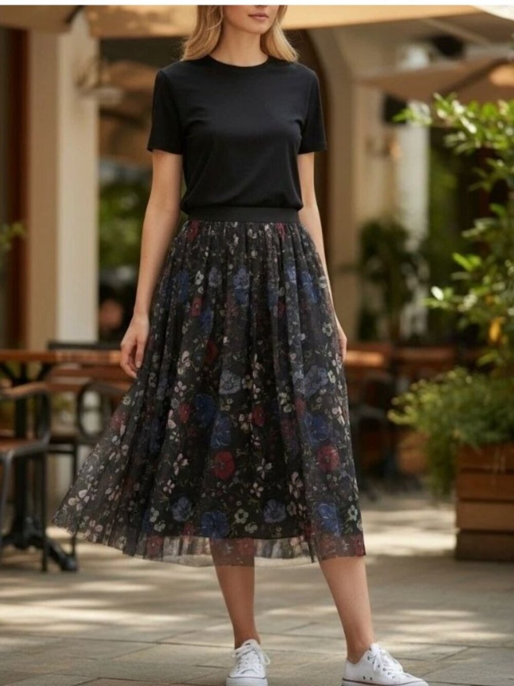 Lauren Conrad x Disney Skirt Snow White Black Floral Mesh Midi Fairycore